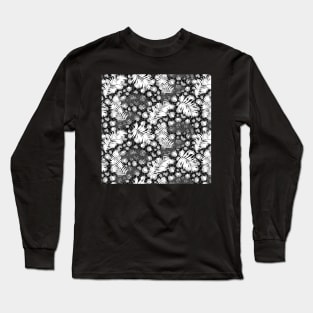 Black and White Animal Print Palms Long Sleeve T-Shirt